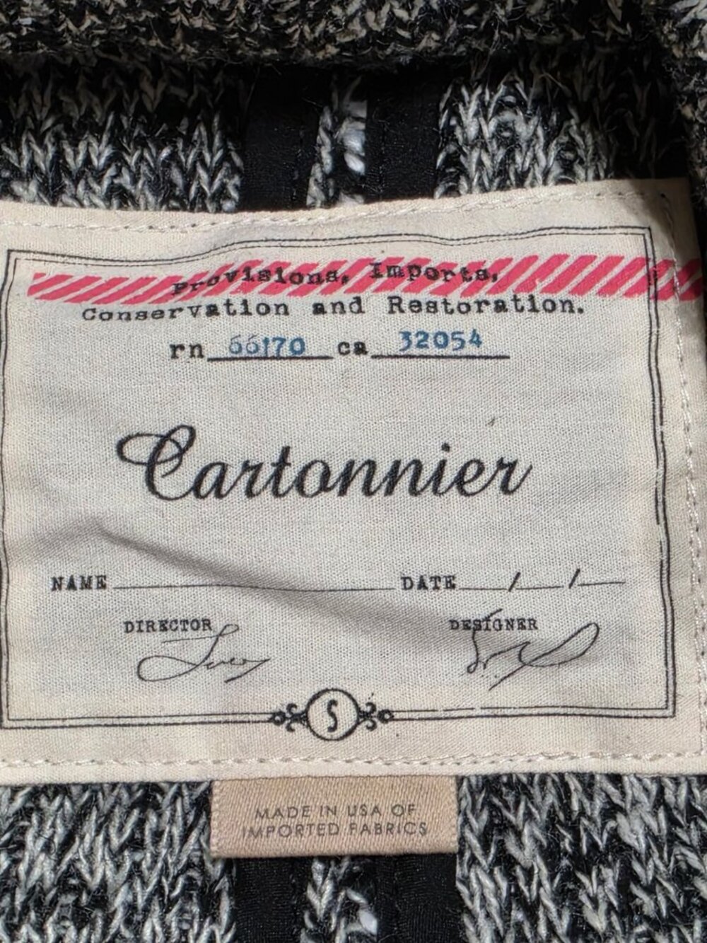 Anthropologie Cartonnier Sweater Jacket Sz Small Black White Marled Knit Zip Poc - Picture 5 of 10